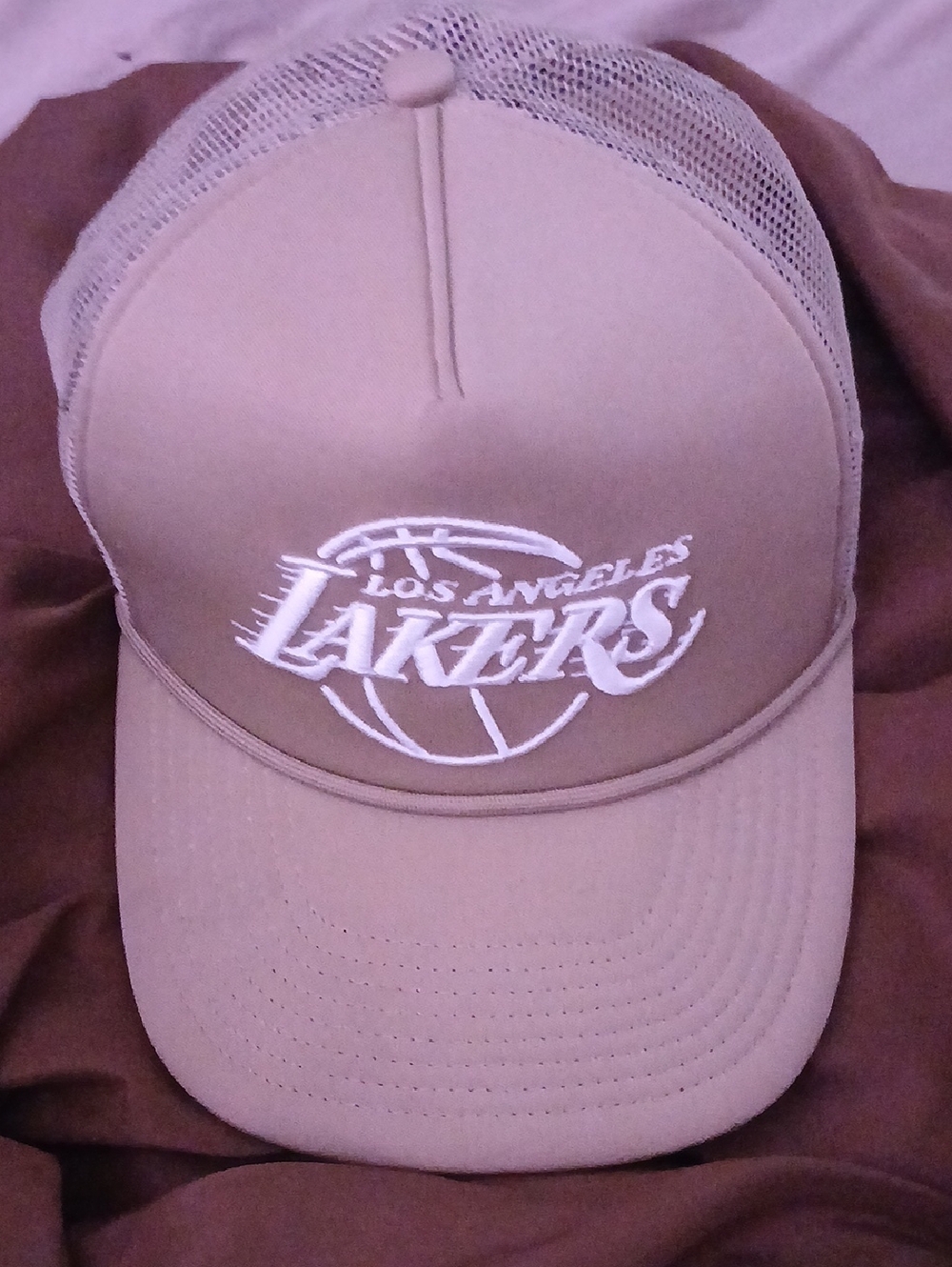 NBA Los Angeles Lakers Tan Trucker Cap with White Logo